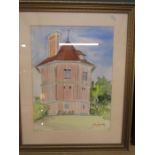 John Bridgestock watercolour of an Octagonal house 45x56cm