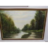Peter Snell (b.1935) 'A river scene' oil on canvas 23.5x35" signed, framed and glazed