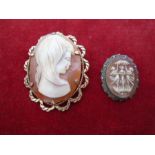 A Continental silver marked '800' Cameo brooch/pendant depicting 'Three muses or graces' with