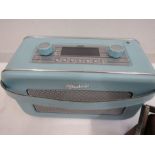 A vintage Roberts radio and Zennox vintage style radio in blue