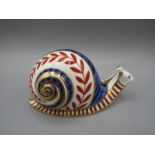 Royal Crown Derby Imari style snail 7cm high