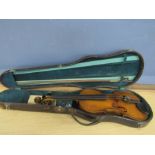 C1891 Wolf Bro's violin and bow in case- full size-labelled-class 1-serial no. 1896