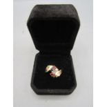 Ladies 14K gold ring with 5 coloured stones 4.2 gms 28" size P