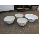 4 Vintage enamel mixing bowls