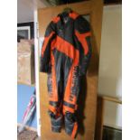 Frank Thomas motorbike suit in orange and black size UK 40