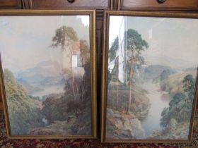 A pair fascimile in colour 'Ullswater' and 'on the Eden, Cumberland' after H. Sutton Palmer 67x50cm