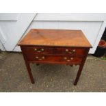 Walnut veneered 3 drawer Lowboy with brass handles