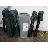 camping table (unused) in carrier bag and 4 folding stools