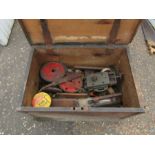 Vintage pine toolbox with tools