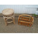 Wicker stool and magazine rack