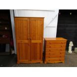 Pine wardrobe and 6 drawer chest