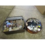 2 Vintage tins containing sewing items including buttons etc