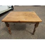 Pine farmhouse kitchen table with one end drawer