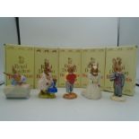 5 Royal Doulton Bunnykins figurines comprising of Groom DB102, Bride DB101, New Baby DB158, Playtime