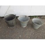 3 Galvanised buckets