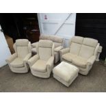 2 Sofa's, 2 armchairs and storage footstool
