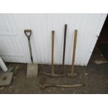 Tools including pick axe and sledge hammer etc