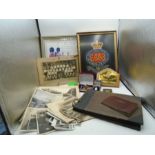 Collection of Grenadier Guards related items incl mounted brass duty/bed plate impressed 2628245
