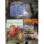 3 vehicle books- Mercedes, Tractors and speed machines
