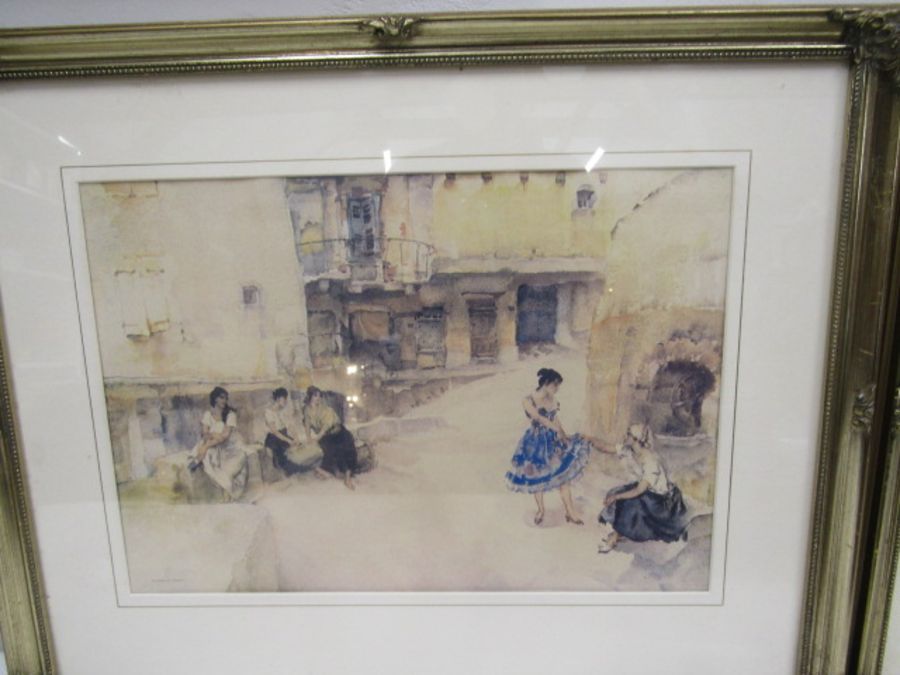 A pair of prints in gilt frames in style of Rusell Flint - Image 3 of 4