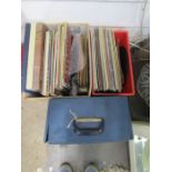 A collection of records mostly LPs, an album of HMV 78s