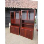 2 Mahogany veneered display cabinets