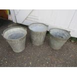 3 Galvanised buckets