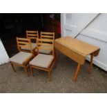 Retro drop leaf kitchen table and 4 upholstered chairs