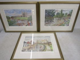 3 Cambridge signed prints pencil signed L.Todd in margin framed and glazed 54x45cm