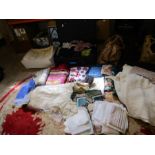 Job lot linen- linens, clothing, crochet, throws, blankets, vintage linens, bags etc