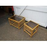 2 Wicker coffee tables with glass tops