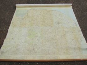 Pull down school Map of Norfolk 180cm wide and 160cm long approx