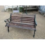 Garden bench with cast iron ends and wooden slats 127cm wide