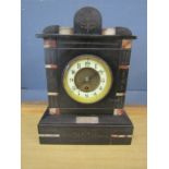 A black slate mantel clock 33cm