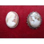 A Continental silver marked '800' Cameo brooch/pendant (right facing) plus one other no apparent