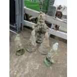 4 Concrete garden Gnomes and concrete Gnome planter