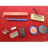 Collectors lot - To include a Georgian Lignum Vitae box with a seal impression, a machine ware