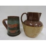 A Doulton jug and RAF Mildenhall pottery mug