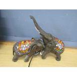 Elephant lamp with tiffany style glass
