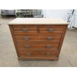 Vintage pine 2 short over 3 long chest of drawers and small hardwood cupboard