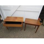 Oak side table and retro trolley with drawer