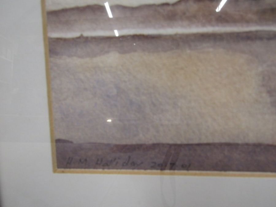 2 watercolours of beach scenes signed H.M Halliday - Image 3 of 5