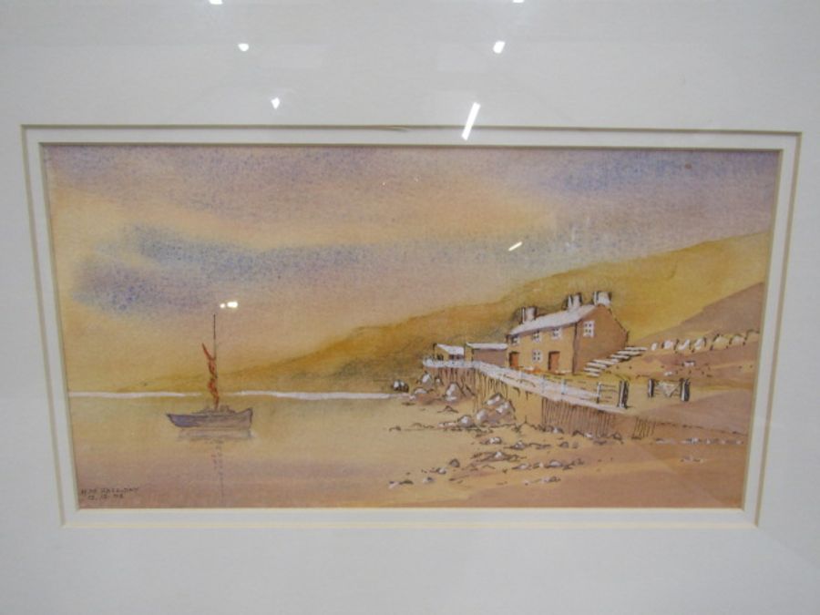 2 watercolours of beach scenes signed H.M Halliday - Image 4 of 5