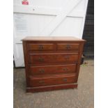 Mahogany 2 short over 3 long inlaid chest of drawers