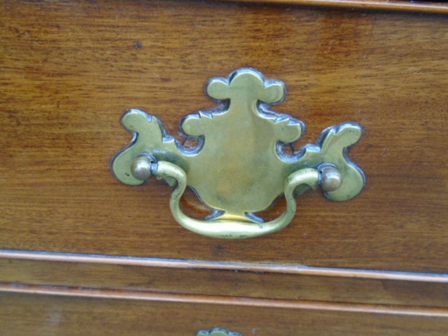 Oak 4 drawer writing bureau with brass handles and eschutcheon's H108cm W107cm D53cm approx - Image 6 of 7