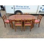 Handmade hardwood dining table with 6 chairs