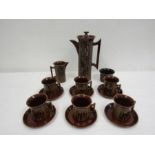 Portmeirion 'Cypher Brown' tea set for 6