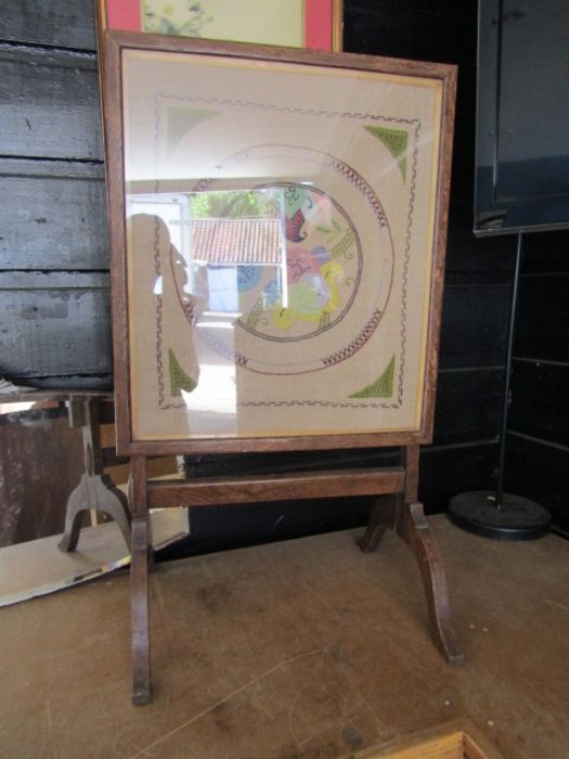 Art deco style mirror and tilt top fire screen - Image 3 of 4