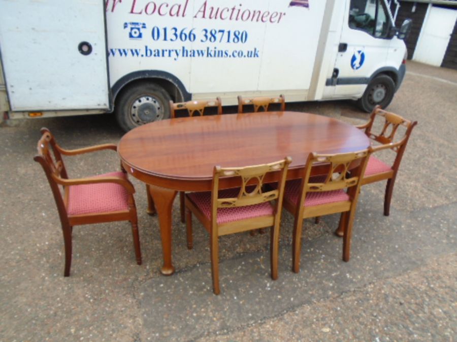 Handmade hardwood dining table with 6 chairs - Image 2 of 4