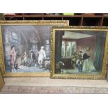 2 large French prints in gilt frames largest 40x32"